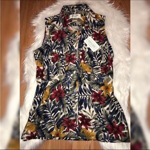 O’Kief & O’Kief Sport Sleeveless Button Down 100% Washable Silk Top